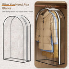 MISSLO 10" Gusseted All Clear Garment Bags for Hanging Clothes 3 Packs 40" Suit Bags for Closet Storage Hanging Clothes Storage Suit Cover for Shirts, Coats, Dresses