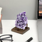 Hipiwe Rock Display Stand Three Peg Easel Holder with Square Base Walnut Display Stand for Geodes Mineral Agate Collectibles, 3.3" L x 3.3" W x 2.1" H