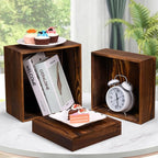 6 Pack Wooden Risers Display Stands Rustic Wood Cake & Cupcake Stands for Party Square Food Risers for Buffet Wooden Crates for Display Home Decor