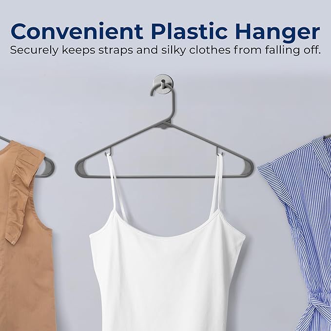 SereneLife 100 Pack Plastic Hangers, Non-Slip, Space-Saving Closet Organizers, Durable and Strong for Shirts, Sweaters, Hoodies, Kids Clothes & Dresses, Ultra-Thin, Lightweight