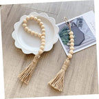 1 Set Rustic Wooden Beads with Tassels and Rope Versatile Wall Decor for Living Room Bedroom Office and Garden Stylish Home Decoration for Festivals and Parties
