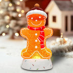 Gingerbread Christmas Snow Globe Lantern with 8 Music Songs & 6H Timer Water Snow Globe Lantern USB & Battery Operated for Christmas Festival Decorations Gifts (Gingerbread)