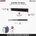 Rev-A-Shelf Pullout 14 Inch Side Mount Extending Closet Tie and Belt Organization Storage Rack Holder for Up to 25 Ties, Chrome, TRC-14CR