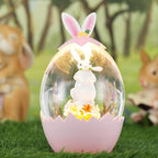 Easter Snow Globe Lantern with 6H Timer, Lighted Swirling Glitter Bunny and Eggs Decor, USB/Battery Operated Easter Decorations for Home, Spring Holiday Centerpiece or Gift