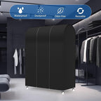Zilink 43" Garment Rack Cover Dustproof Breathable Clothes Rack Cover Large Garment Bags Protector Cothing Rack with Cover with 2 Durable Zippers for Garment Rack, Black, (Rack Not Included)