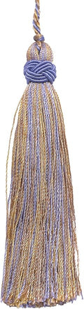 DÉCOPRO 4" (10cm) Decorative Hand-Crafted Tassel | Craft Tassel (ITS) Periwinkle Gold Multicolor #5080 (Light Gold Yellow Gold Purple Blue) Set of 4