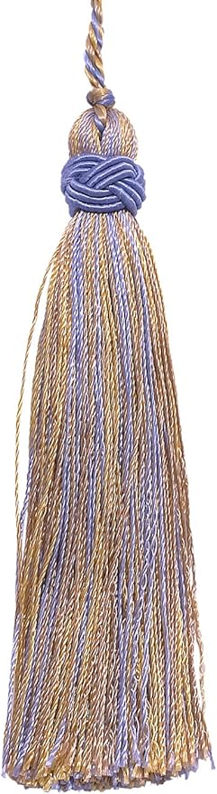 DÉCOPRO 4" (10cm) Decorative Hand-Crafted Tassel | Craft Tassel (ITS) Periwinkle Gold Multicolor #5080 (Light Gold Yellow Gold Purple Blue) Set of 4