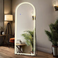 DUMOS Arched LED Full Length Floor Mirror, 63"x20" Full Body Standing Mirror with Lights, 3 Color Lighting, Hanging or Leaning, Wall Mounted, Modern Simple Home Wall Decor, White
