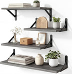 YGEOMER Floating Shelves for Wall, Different Sizes Weathered Gray Wall Shelves for Living Room, Bathroom, Bedroom, Kitchen, Home Decor (Set of 4)