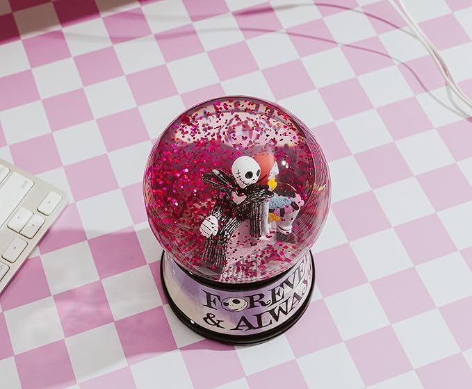 Disney The Nightmare Before Christmas Forever & Always Light-Up Snow Globe with Swirling Glitter Display | 6 Inches Tall