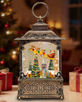 Santa Christmas Snow Globe with Flying Reindeer - Lighted Church Musical Snow Globes Lantern with Swirling Glitter, 8 Classic Songs, 6-Hour Timer, Xmas Gift for Adults and Holiday Decoration