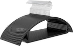 MIZGI Premium Plastic Hangers (Pack of 50) Heavyduty- Black No Shoulder Bump Suit Hangers - Space Saving Clothes,Rounded Hanger for Coat,Sweater,Jackets,Pants