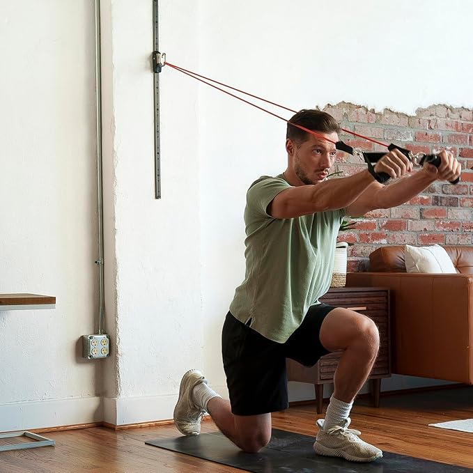 Space Saver Gym Resistance Bands Exercise Equipment for at Home Fitness Workout | Resistance Band Wall Anchor for Kinetic Bands with 1 Rail, 1 Rail Car