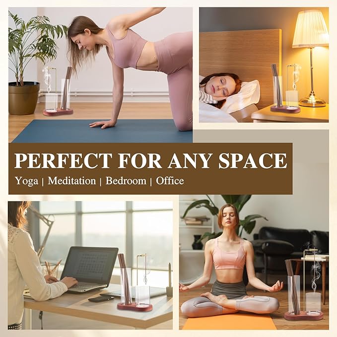 Incense Holder for Sticks, 2 in 1 Incense Stick Holder for Sticks with Glass Ash Catcher,Anti-Ash Flying No Mess Incense Burner，for Yoga Spa Meditation Home Decor(2 Pack)