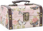 ELLDOO Decorative Treasure Chest Box, Wooden + PU Leather Storage Box for Jewelry Trinkets, Keepsakes box for Girls Women Gifts (Butterfly Pattern, Small)