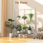 EAGMAK Heavy Duty Clothes Rack Load 420 LBS, 47.2" Long Rolling Garment Rack with Lockable Wheels, Standing Metal Clothing Hanger, Portable Wardrobe Sturdy Coat Organizer for Hanging Clothes (Silver)