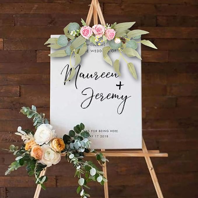 Artificial Peony Swag, 15.7inch Pink Flowers Swag Floral Swag Arrangements Decorative Wedding Arch Flowers for Wedding Arch Front Door Wall Decor