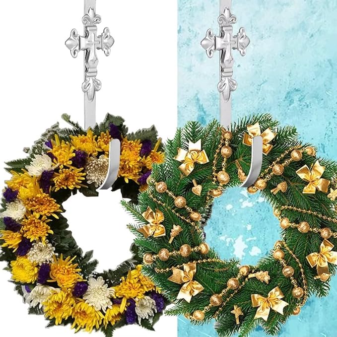 2 Pack Christmas Headstone Wreath Hanger - Adjustable 6-11 Inch - Metal Gravestone Flowers Holder - Cemetery Tombstone Wreath Hook for Christmas Grave Memorial Day