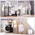Clothing Racks - Retail - Display - Metal Garment Racks Heavy Duty for Hanging Clothes, Rolling White Commercial Clothing Display Rack Stand with Wheels (6 Arm,White)