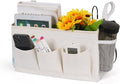 Bedside Storage Caddy/Bedside Hanging Storage Bag for Headboards Bunk Beds Dorm Rooms Book Phone Magazine Holder (New White)