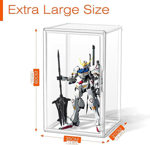1 Pack Extra XXXXX-Large Tall Boot Storage 13.8”x 12.2”x 23.6" Acrylic Display Case Long Tall Boot Shoe Storage Box Clear Giant Figure Collection Showcase with Magnetic Lid