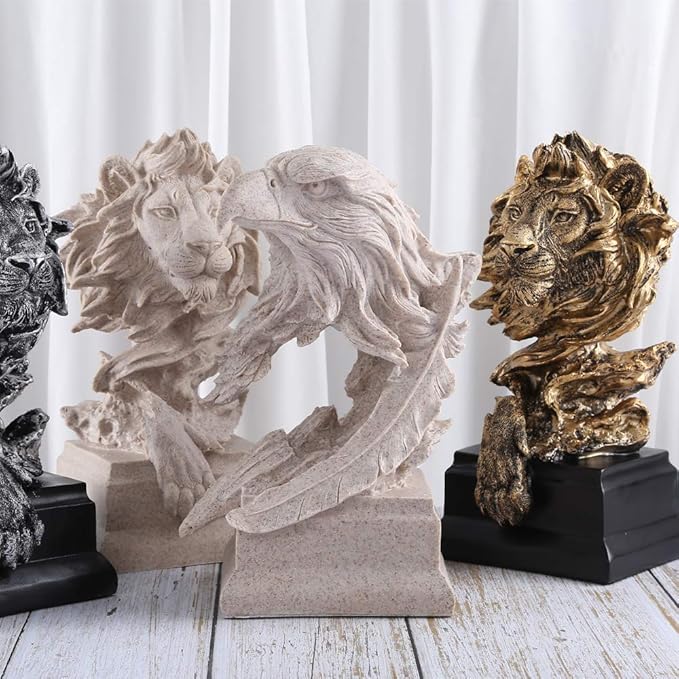 H&W Sandstone Bald Eagle Figurines - The USA's National Emblem - Statue Decoration for Home/Study/Living Room, Great Collectible Figurines, Best Gift for The Man, Sandstone Color (HH17-D4)