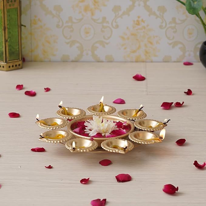 PEAKHILL_Diya Shape Flower Decorative Urli Bowl for Home Decor Bowl for Floating Flowers and Tea Light Candles Home,Office and Table Decor| Diwali Decoration Items