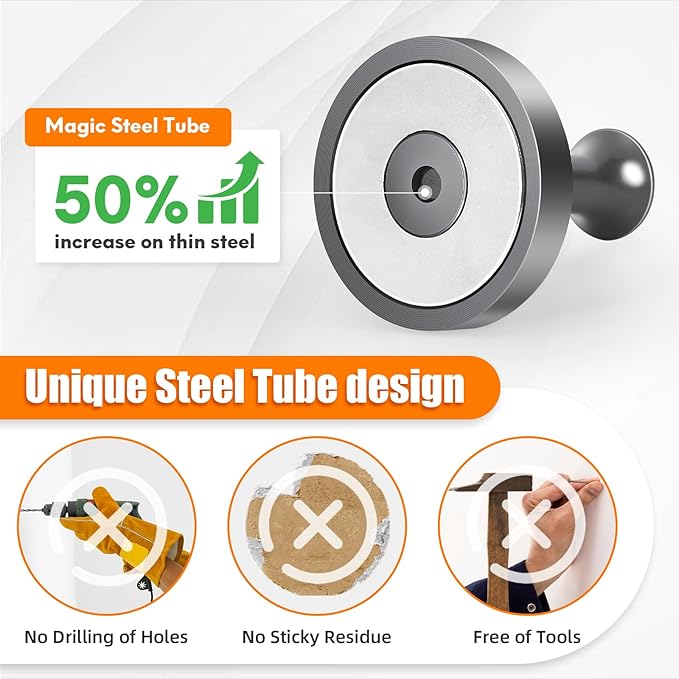 Neosmuk Magnetic Coat Hook,170lb Strong Extra Heavy Duty Magnet Hooks,Magnetic Wreath Hanger/Holder for Metal Doors,Purse,Towel,Stocking,Cruise Cabin,Gunmetal,4 Pack