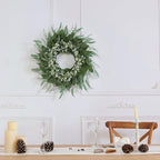 26'' Eucalyptus and Babys Breath Flowers Wreath for Front Door - Large Artificial Greenery Outdoor Wreath for Porch,Window,Farmhouse,Home,Hanging Decor- Spring, Summer, All Seasons (Green-White)