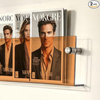 2-Pack 17 Inch Orange Acrylic Magazine Holder, Sleek Wall Mounted Brochure Rack & Floating Bookshelf, Modern Vibrant Magazine Display for Office, Waiting Room, Living Room, Fashion Home Decor