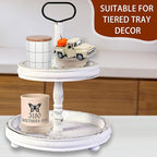 2 Pcs Wood Riser - 3.75'' Display Riser for Farmhouse Decor, Tiered Tray Decor Accessories, Round Display Stand for Home Decor, Rustic Pedestal Stand for Tiered Tray Decorations-Natural