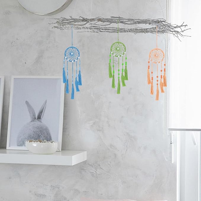 INFUNLY 6 Set Mini DIY Dream Catcher Kit - Rainbow Color Handmade Small Dream Catcher for Bag Pendant Car Interior Backpack Charm
