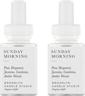 Pura & Brooklyn Candle Studio Home Scent Refill - Smart Home Air Diffuser - Up to 120-Hours of Luxury Fragrance per Refill - Home Essential - Clean & Safe Diffuser Fragrance - 2 Pack, Sunday Morning