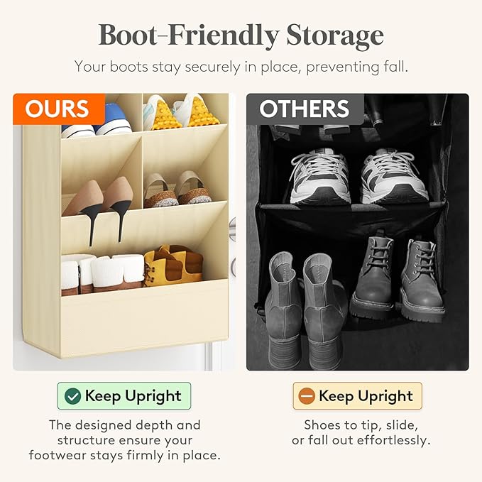 Lifewit 8 Tier Over the Door Shoe Organizer with 15 Large Deep Pockets, Fabric Hanging Shoes Shelf for Closet, Dorm Storage, Fit Up to 16 Pair Shoe Rack Holder for Sneakers, Boots, Beige