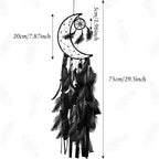 Jetec 3 Pcs Dream Catcher Moon Sun Star Design Handmade Traditional Design Craft Ornament Wall Art Hanging Home Decoration Bedroom Wedding(Black)