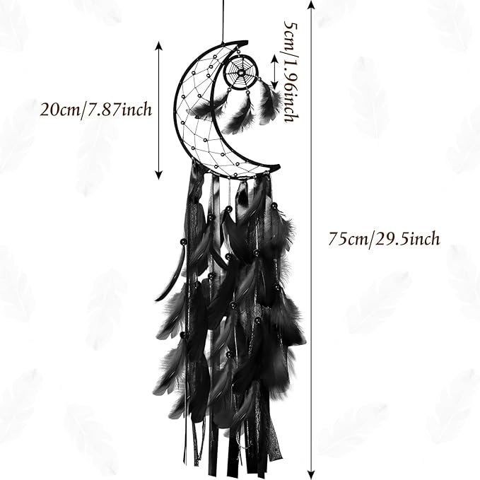 Jetec 3 Pcs Dream Catcher Moon Sun Star Design Handmade Traditional Design Craft Ornament Wall Art Hanging Home Decoration Bedroom Wedding(Black)