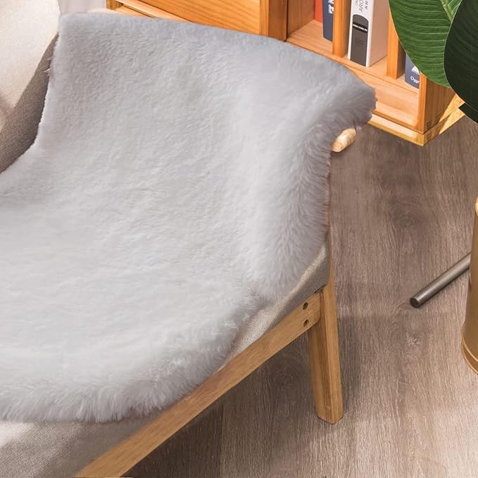 Grey Runner Fuzzy Rug for Bedroom Washable Fluffy Nursery Rugs for Living Room Cute Room 2x4 Rug