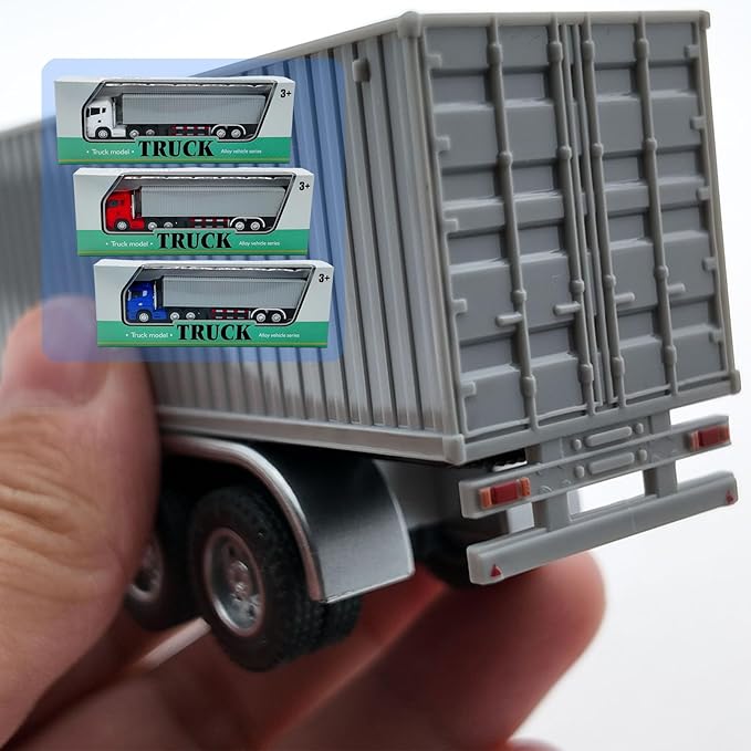 Container Truck Die Cast Metal Vehicle Model 20.5CM Miniature Collectible Ornament Home Office Decors Gift Detailed Miniature Truck Model