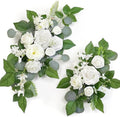 Faux Floral Swags for Weddings - Set of 2 White Artificial Flowers for Ceremony Signs and Reception Decor