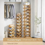 The 9-Tier No-Assembly Bamboo Rack, Folding Bamboo Shoe Rack Organizer with Collapsible Vertical Design, Space-Saving & No-Tool Assembly, for Entryways,Corners,Bedrooms,Balconies (Yellow,3)