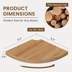 Fun Memories Corner Shelf Wall Mount, Solid Oak Wood Floating Corner Shelves with Cable Hole, 8.5in Rustic Design for Bedroom, Bathroom, Kitchen, Living Room (Natural, 1 Pack)