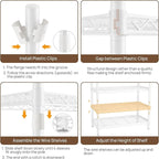 Heavy Duty Garment Rack Clothes Rack,Large Metal Closet Organizer System Storage Wardrobe,Freestanding Clothing Rack with 9 Adjustable Wire Shelves&3 Hang Rods,MaxLoad 1500lbs White