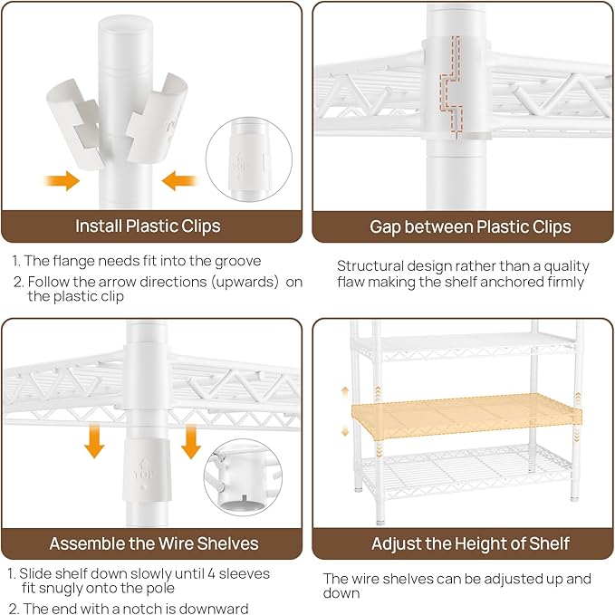 Coat Rack Clothes Wardrobe：Closet Organizer and Storage Clothing Garment Rack with Shelves Heavy Duty for Hanging Clothes Portable Adjustable White 15.8" DX69 WX76.5 H