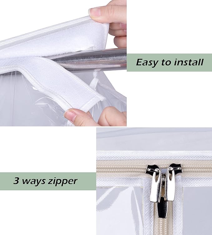 KEETDY 43" Hanging Garment Bags for Closet Storage Large Clear Window Hanging Clothes Storage Garment Rack Cover Coat Protector for Suit, Wardrobe, Bottom Enclosed