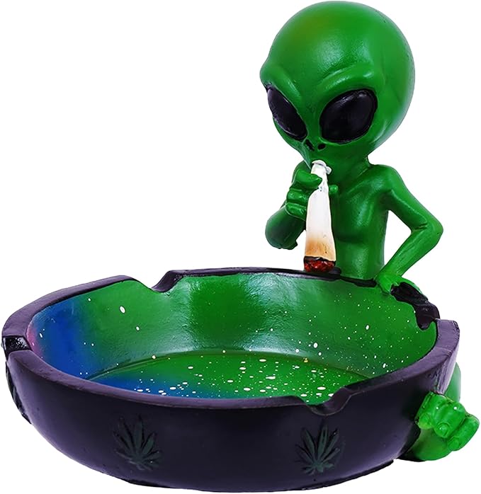 Fantasy Gifts, Ornament, Alien Smoking Ashtray, Home Décor, Multicolor, 4 inches