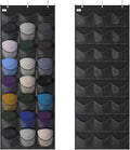 Unjumbly Baseball Hat Rack, 24 Pocket Over-The-Door Hat Organizer with Clear Deep Pockets to Display Baseball Caps Collection, Complete with 3 Over Door Hooks (Black, 24 Pockets)