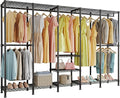H5 Extra Large Wire Garment Rack, Heavy Duty Clothes Rack, Freestanding Clothing Rack for Hanging Clothes, Wardrobe Closet with Adjustable Shelf, 93.3" Wx15.7 Dx75.4 H, Black, Load 1400 lbs