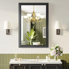 Black Bathroom Mirror for Over Sink, 22x30Inch Thick Anti-Rust Metal Frame, Rectangle Decorative Wall Mirror with HD Tempered Glass Horizontal or Vertical Mount for Vanity, Bedroom, Living Room