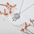 Dream Catcher Crystal Pendant Flower Urn Necklace Jewelry 925 Sterling Silver Keepsake Cremation Necklaces for Human Pet Ashes for Women