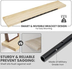 Solid Wood Floating Shelves For Wall, 48”W x 9”D x 1.56”H Large Wall Shelves for Living Room Bedroom Bathroom Kitchen Drcor Storage with Invisible Heavy-Duty Metal Bracket, Natural, Set of 1